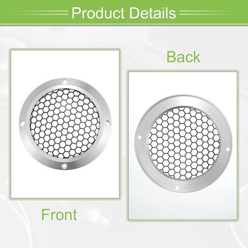 ACROPIX Universal 4" Car Speaker Grills Cover Mesh Round 4 Inch Audio Speaker Subwoofer Guard Protector Case with Mounting Screws Iron Aluminum Alloy Silver Tone Black - Pack of 2 in Saudi Arabia