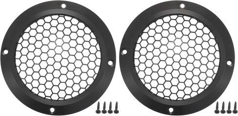 ACROPIX Universal 4" Car Speaker Grills Cover Mesh Round 4 Inch Audio Speaker Subwoofer Guard Protector Case with Mounting Screws Iron Aluminum Alloy Black - Pack of 2 in Saudi Arabia