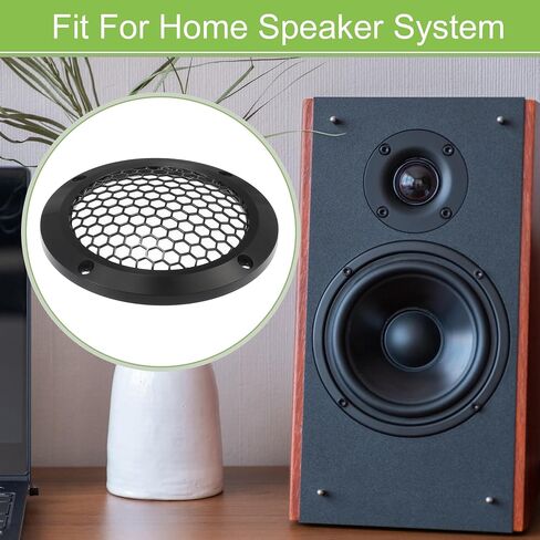 ACROPIX Universal 4" Car Speaker Grills Cover Mesh Round 4 Inch Audio Speaker Subwoofer Guard Protector Case with Mounting Screws Iron Aluminum Alloy Black - Pack of 2 in Saudi Arabia