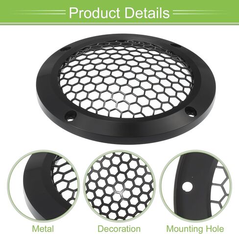 ACROPIX Universal 4" Car Speaker Grills Cover Mesh Round 4 Inch Audio Speaker Subwoofer Guard Protector Case with Mounting Screws Iron Aluminum Alloy Black - Pack of 2 in Saudi Arabia