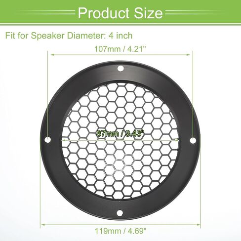 ACROPIX Universal 4" Car Speaker Grills Cover Mesh Round 4 Inch Audio Speaker Subwoofer Guard Protector Case with Mounting Screws Iron Aluminum Alloy Black - Pack of 2 in Saudi Arabia