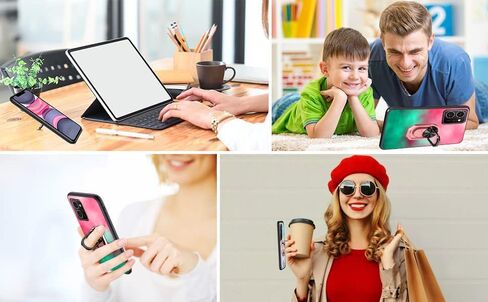 9H HD BLU G44 Tempered Glass Screen Protector For BLU G44 5G Case Soft | Pink-Mint Gradient Watercolor Painting Girly Cover [Rotatable Finger Grip Ring Holder Kickstand] [Support Car Magnetic] in Kuwait