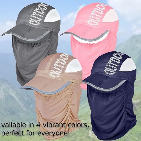 Two KAT Sun Protection Foldable Wide Brim & Neck Flap Face Mask Hat, Lightweight Balaclava Breathable Cap Fishing Outdoor in Saudi Arabia