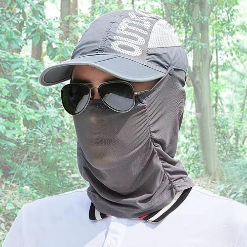 Two KAT Sun Protection Foldable Wide Brim & Neck Flap Face Mask Hat, Lightweight Balaclava Breathable Cap Fishing Outdoor in Saudi Arabia