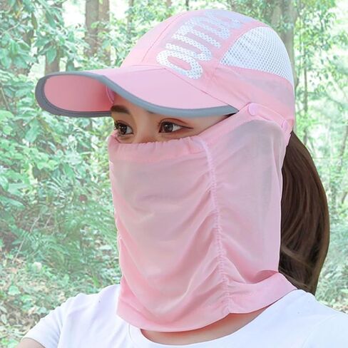 Two KAT Sun Protection Foldable Wide Brim & Neck Flap Face Mask Hat, Lightweight Balaclava Breathable Cap Fishing Outdoor in Saudi Arabia