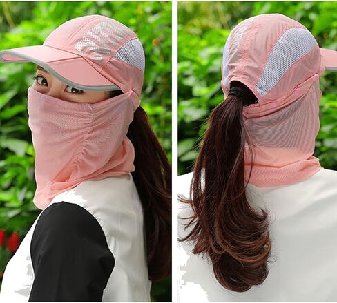 Two KAT Sun Protection Foldable Wide Brim & Neck Flap Face Mask Hat, Lightweight Balaclava Breathable Cap Fishing Outdoor in Saudi Arabia
