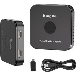 King Ma 4K/30Hz Video Capture Card, Dual-Site HDMI Capture Card with USB3.0 HD Video Capture Device with Low Latency & No Lag for OBS/VMIX/Mshow/Resolume Live Streaming