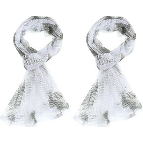 PATIKIL 71"x35" Camouflage Veil Scarf, 2Pcs Camo Netting Veil Camo Mesh Neck Scarves Desert Mesh Scarves for Outdoor Activities, Snow Camo