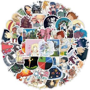 52 PCS Howls Moving Castle Stickers Cartoon Anime Aesthetic Waterproof Vinyl Sticker for Water Bottle Laptop Phone Scrapbooking Journaling for Adults Teens Kids for Party Supply Favor Decor