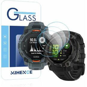 Screen Protector Compatible for Garmin Instinct 3 45mm AMOLED/Solar Smartwatch, 9H Tempered Glass Protective Film (3 PCS)