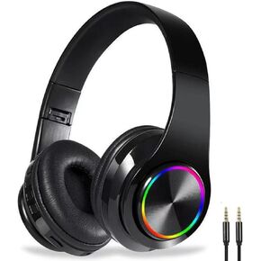 Bluetooth Headphones Over Ear, Wireless Headphones Wired with Deep Bass, Noise Cancelling Foldable HiFi Stereo Headset with Microphone for Cellphone/Laptop/Tablet/Work/Travel