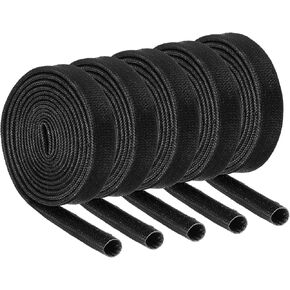 MECCANIXITY 10Pcs Insulation Braided Cable Sleeve,3.3Ft-1/4 Inch ID Black, High Temp Silicone Coated Fiberglass Sleeving for Cable Wrap, Automotive Hose Lines Electrical Wiring Protection