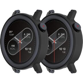 2Pack Compatible for CMF Watch Pro 2 Case, Hard PC Bumper Case Protective Cover Frame [NO Screen Film] for CMF Watch Pro 2 Smartwatch Accessories (Black&Black)