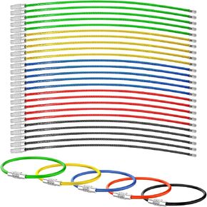 50 Pcs Wire Keychain Cable,Stainless Steel Wire Rope Ring Keychain 1.5mm Large Key Rings 6 Inch Key Chain for Hanging Luggage Tags,Key Tags,Keyrings,Travel and Tag Keepers(Colorful)
