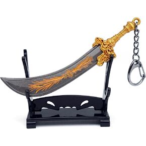 Metal Tiny Sword Keychain, 4.7" Zinc Alloy Mini Sword with Stand, Ideal Gift for Men and Collectors