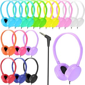 18 Pack Kids Headphones Bulk for Classroom School, Wholesale Wired Adjustable Headphones for Students Teens Children Gift and Adult(Mixed Colors)
