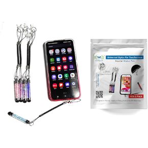 Crystal Capacitive Universal Stylus Pen for Touchscreen, Non Electric, Effortless Touch Interaction for Seniors on iPhone, Android, iPad, Samsung, and Tablets. 4 in 1 Pack