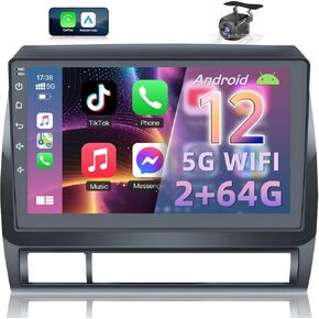 Android Car Radio for Toyota Tacoma 2005-2015 - 2GB+64GB Head Unit Tacoma Car Stereo, 9 inch Touch Screen Radio Built-in Carplay/Android Auto/GPS Navigation/Bluetooth/WiFi/FM/HD Backup Camera