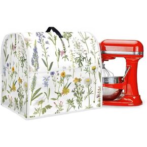 Dust Cover for Kitchen Aid Stand Mixer Cover with Front Pockets Yellow Floral Kitchen Aid Cover Fits Most 4.5-5 Quart Stand Mixer Small Appliance Decorative Protector Accessories