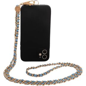 Miami Chains & Co. - OG Denim Dream x Matte Gold Crossbody Chain | Phone Strap, Cell Lanyard, iPhone Wrist & Cellphone Lanyards for Women
