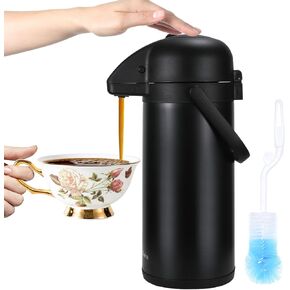 Updated Airpot Coffee Dispenser with Pump,102OZ Insulated Thermal Coffee Carafe for Keeping Hot - Cold Water, Party Chocolate Drinks & Stainless Steel Thermos Urn Large Thermal Hot Drink (Black)