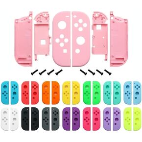 Front Back with Middle Frame Shell Housing Case With 8PCS Screws For Nintend Switch NS NX Joy-Con Controller Replacement (Pink)