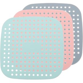 ZLR Silicone Air Fryer Liners Square 8.5 Inches, Eco-Friendly 3 Packs Reusable Air Fryer Silicone Liners for Parchment Paper Replacement, Oil Proof Easy Clean Air Fryer Accessories