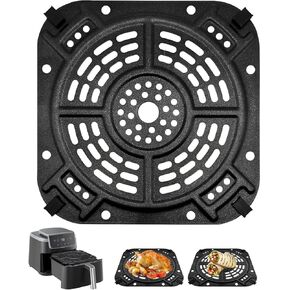 Air Fryer Grill Pan for Ninja AF141 Air Fryer Pro 4-in-1 5 QT, 8.5''×8.5'' Air Fryer Accessories Tray Grill Plate Crisper Plate Replacement Parts Tray Rack with Rubber Bumpers, Dishwasher Safe