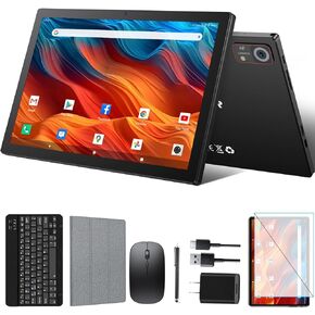 Android 14 Tablet 10.1 inch, 128GB Storage, 8GB(4+4) RAM, Octa-Core, 5G WiFi Tablet, 7000mAh Battery, BT 5.0, GPS, 13MP+8MP Camera, GMS Certified, 1TB Expandable, Tablet with Keyboard/Mouse/Case Kit