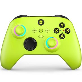 W&O Wireless Controller Compatible With Xbox One, Xbox Series X/S, Xbox One X/S, PC, With RGB LED Light, Mappable Buttons, 3.5mm Headphone Jack, With 2.4GHZ Wireless Adapter Gamepad （Electric Volt）