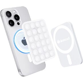 Magnetic Suction Phone Mount for MagSafe Case, Silicone Grip Secure Mirror Shower Phone Holder for iPhone 12/13/14/15/16, Hands-Free Selfie/Video for TikTok Creator/Influencer (Translucent)