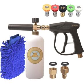 GDHXW X-884 Pressure Washer Gun Foam Cannon 5 Nozzles 2 Conversion Adapter Cleaning Gloves,for Pressure Washer