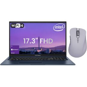 ASUS Vivobook Business 17.3" FHD IPS Laptop, Intel Core i3-1215U, 40GB RAM, 1TB SSD, Type-C, HDMI, Webcam, Bluetooth, Wi-Fi 6, Win 11 Pro, Blue, Bundle with Thunderobot ML101 Purple Wireless Mouse