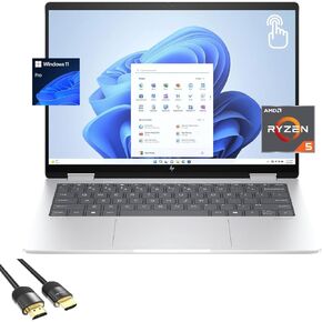 HP Envy 2-in-1 Laptop, 14" WUXGA IPS Touchscreen Display, Ryzen 5 8640HS (Up to 4.9Hz), 16GB DDR5, 2TB PCIe 4.0, Backlit KB, WiFi 6E, USB-C, BT, HDMI, Long Battery Life, PDG HDMI Cable, Win 11 Pro