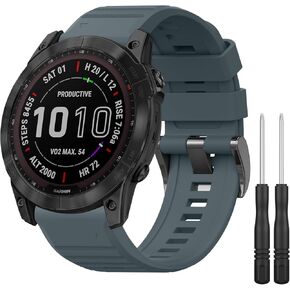 Vancle 26mm Bands for Gar min Fenix 6X / Fenix 7X Easy-fit Soft Silicone Watch Band Replacement for Gar min Fenix 5X/Fenix 8 51mm/Fenix 5X Plus/Fenix 3/Fenix 6X Pro/Descent Smartwatches