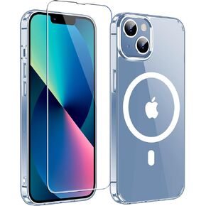 for iPhone 13 Case,[Compatible with Magsafe][Anti-Yellowing] with Screen Protector,Slim Thin 10 FT Shockproof Phone Case 6.1 inch-Clear
