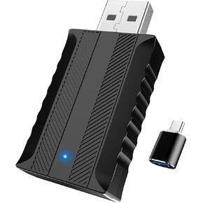2 in 1 Carplay Wireless Adapter & Mini Android Auto with Fast Stable Connection, Wired to Wireless Android Auto Car Adapter, Compatible with iphone10+ Android 11+ & Cars from 2018