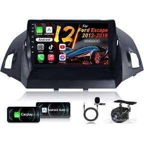 Car Radio Stereo for Ford Escape 2013-2018: Upgrade 2G+64G 5G-WiFi 9" 1280 * 800 Touch Screen Head Unit - Wireless Carplay Android Auto Bluetooth GPS RDS EQ HiFi FM Mirror Link SWC Backup Camera Mic