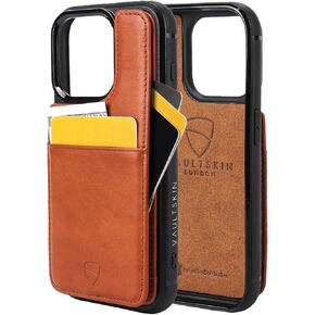Vaultskin Eton Wallet Case for iPhone 16 Pro Max, Premium Italian Leather Case with Card Holder and Magnetic Closure, Ultra-Slim, Stylish Bumper for Everyday Carry (Black)