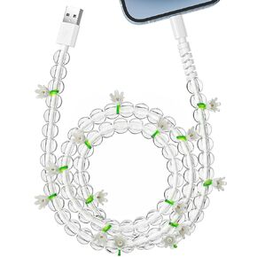 Aolcev for iPhone Charging Cable 3.3FT [MFi Certified] 66W Fast Charger Cord Cute Beaded Phone Charger Cord USB A Charging Cable for iPhone 14 13 12 11 Pro Max 8 7 6 Plus iPad Pro/Air/Mini White