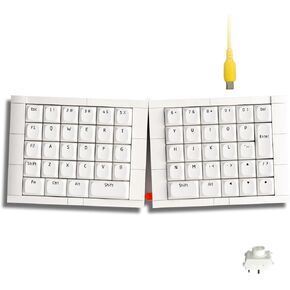 07Israfel 50% Ergo-Split Low-Profile Mechanical Keyboard, 56-Key Ortho, Lego-Compatible Case, Wired, Linear Switch, Gasket Mount, Hot-Swappable, RGB, QMK, Vial for Win/Mac, Full Kit, White