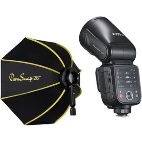 Flashpoint X100 TTL R2 On Camera Li-on Round Head Flash for Nikon, with Glow PS-B28K ParaSnap Octagonal Softbox (28")