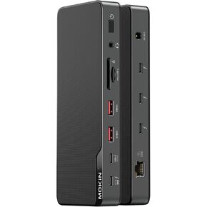 MOKiN Thunderbolt 4 Dock with 85W Charging, Laptops Docking Station Dual Monitor for MacBook, 3X TB4 Ports 40Gb/s, USB-A/C, 2.5GbE Ethernet, Audio,SD