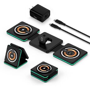 Samsung S24 Ultra Wireless Charging Station for Samsung Galaxy S24 FE/Watch 7 6 Ultra/S23+/S22,iPhone 16 Pro Max Plus 15,3 in 1 Android Wireless Charger for Google Pixel 9 Pro XL Fold/8a/7/6,Watch 3/2
