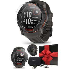 Garmin Instinct 3 AMOLED 45mm (Neo Tropic) Rugged Outdoor GPS Smartwatch Gift Box Bundle - Metal Reinforced Bezel, Built-in Flashlight with PlayBetter HD Screen Protectors, Wall Adapter & Case