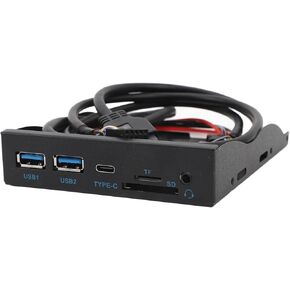 USB3.2 GEN1 Type C Floppy Drive Panel, 6 Ports 3.5 Inch Front Panel with 2 USB 3.0, USB C, Audio, SD, TF Ports, USB Front Panel Hub for Win 7 8 10 11 2003, Linux