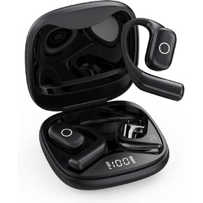 Ear Buds Open Ear Headphones Wireless Earbuds 80Hrs Playtime Bluetooth Ear Buds with Earhooks Bluetooth 5.4 Touch Control Air Conduction Sport Headsets IPX7 Waterproof Earphones for Running (Purple)