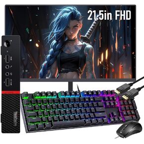 Lenovo ThinkCentre M715Q Mini Tiny Desktop PC w/ 21.5in FHD Monitor, AMD PRO A12-9800E, 16GB RAM, 512GB SSD, Displayport, RJ-45, WiFi, Bluetooth, Windows 10 Pro(Renewed)