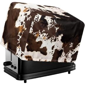 Toaster Cover 2 Slice Wide Slot, Anti Fingerprint Cow Print Toaster Oven Cover Dust Protection Washable Bread Maker Cover