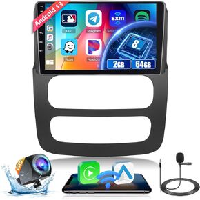 8 Core Car Radio Stereo for Dodge RAM 1500/2500/3500 2002 2003 2004 2005 (LHD) with Wireless CarPlay Android Auto 2+64G 9 Inch Touch Screen for RAM 1500 2500 3500 Dash Kit with 32EQ 59UI